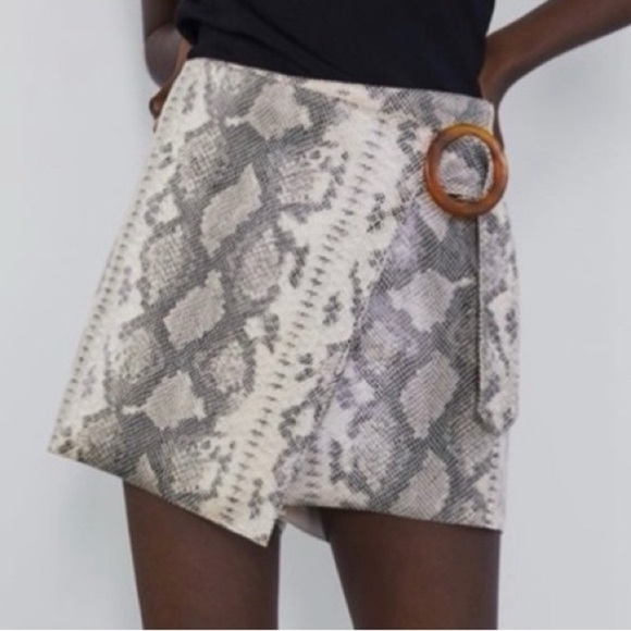 Zara Pants - ZARA Snake Python Print Wrap Skort Faux Suede size Small